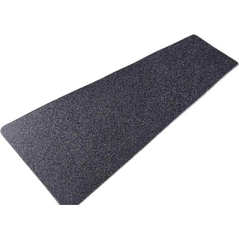 Lot de 15 marches d'escalier prédécoupées de 10 x 60 cm (4 x 24 pouces) antidérapantes en caoutchouc PEVA pour l'extérieur, pour escaliers et planches roulantes (noires avec roulettes monoblocs) (1/5)