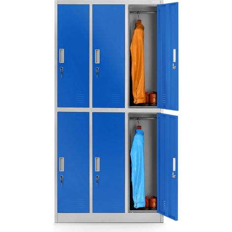 Jan Nowak Spint 3B2A Schließfachschrank Fächerschrank Wertfachschrank Umkleideschrank 6 Fächer Stahlblech Pulverbeschichtet 185cm x 90cm x 45cm grau-blau (1/5)