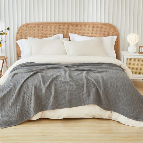 Baumwolldecke Kingsize Musselin 274x229cm Grau 270 x 230 cm 04 grau (1/5)