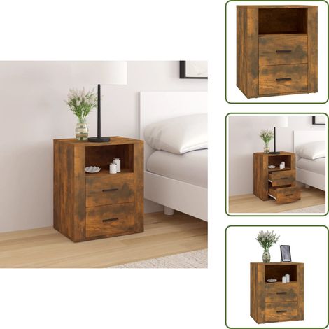 Nachttisch Räuchereiche 50x36x60 cm Holzwerkstoff - Nachttisch - Wohnzimmermöbel - Schlafzimmerschreibtisch - Holzwerkstoff - Rauchereiche (1/5)