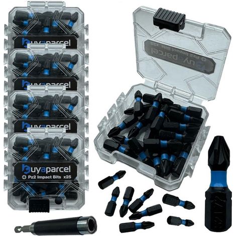 BAP 100 PC Impact Torsion PZ2 Pozi 2 Screwdriver Drill Bit + Magnetic Holder (1/5)