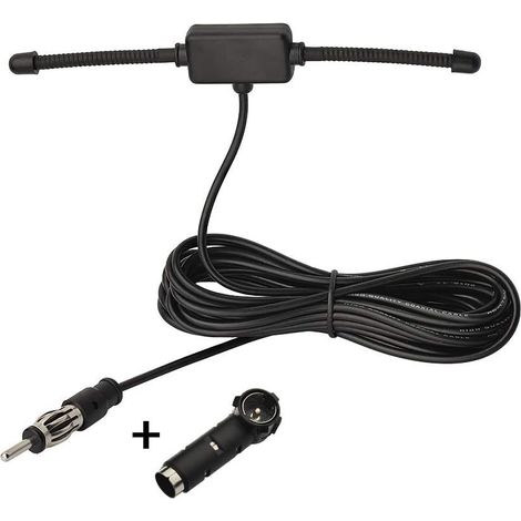 Antenne Voiture FM Pare Brise Antenne Radio Voiture Adaptateur DIN Câble 300cm Adaptateur DIN 41585 Femelle à ISO pour FM Radio Voitures Camions Dab Autoradio (1/5)