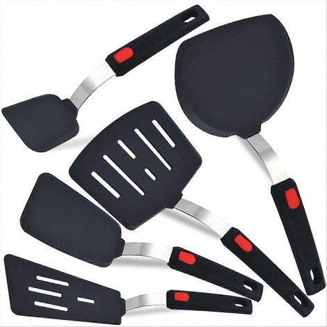 Spatules en silicone, lot de 5 spatules en silicone pour ustensiles de cuisine antiadhésifs (1/5)