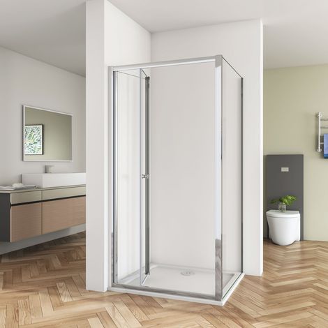 AICA 90x185cm Duschkabine 5mm  ESG Glas Falttür mit Seitenwand 70x185cm Eckeinstieg Duschwand Duschtür Duschabtrennung