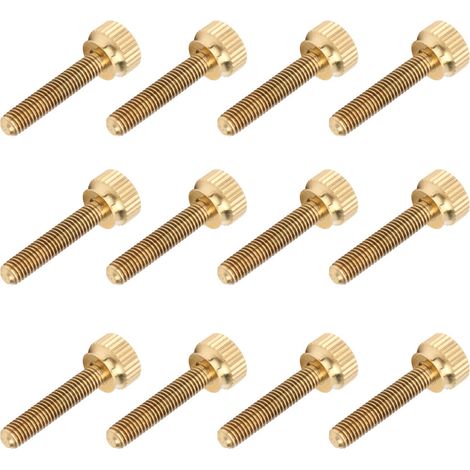 50 vis moletées plates à tête ronde en cuivre pur antidérapantes pour fournitures industrielles (M5 x 25 mm) (1/5)