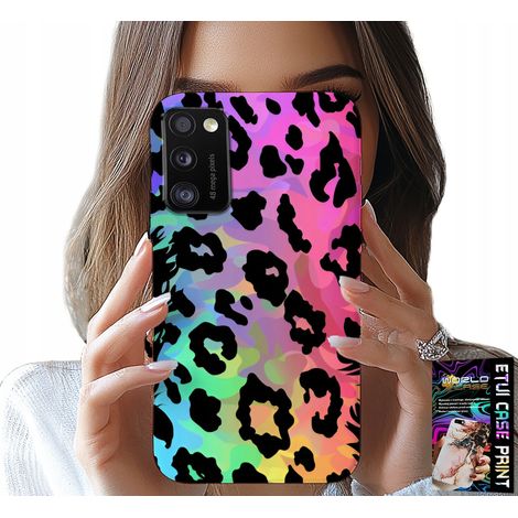 Custodia per Samsung Galaxy A41 - vetro posteriore con stampa leopardata arcobaleno colorata (1/5)