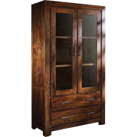Vitrine Sheesham 100x45x180 life honey lackiert METRO LIFE 101