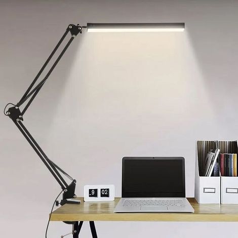 Lampe de Bureau LED, 1100LM Lampe de Table avec Pince, 10 Niveaux de Luminosité X 3 Modes Réglables, Protection des Yeux (1/5)