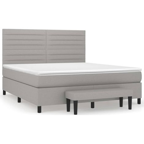 Maison Exclusive - Cama box spring con colchón tela gris claro 16 (1/5)