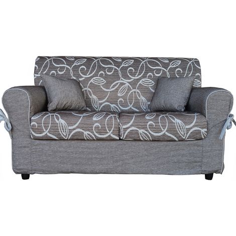 Divano 2 posti in tessuto sfoderabile 150 cm PANAMA Marrone/Tortora (1/3)