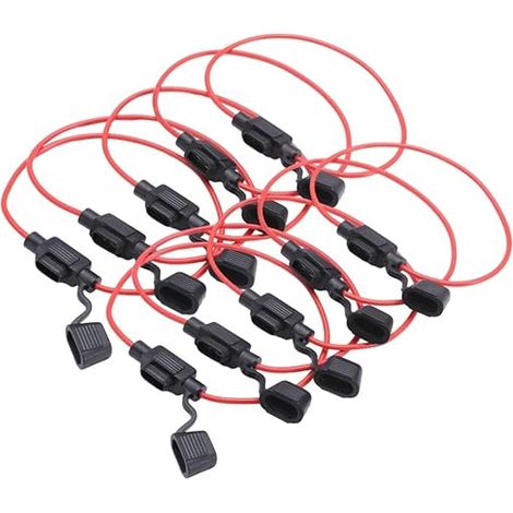 Trousse de fusibles miniatures pour voiture Boîtier anti-éclaboussures 12V 30A Prise de disjoncteur Fusible pour voiture Accessoires automobiles (rouge, 10 pièces) (1/4)