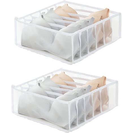 Boîte de rangement pliable pour sous-vêtements et chaussettes, avec 6 compartiments et séparateurs, organisateur de vêtements à 2 compartiments (1/5)