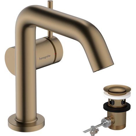 Mitigeur de lavabo avec tirette et vidage, Robinet salle de bain 110mm, Bronze brossé (1/5)
