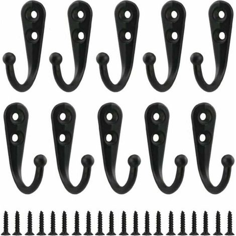 10pcs Rétro Crochet de Manteau Métal Noir Patère Murale à Visser Individuelle Patère Porte Manteau Vintage Murale pour Peignoir Maison Etagères Tiroirs Casiers Salle de Bain avec 20 Vis (1/5)