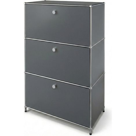 Metallschrank Concept Epure MK-129 Sideboard mit 3 verschließbaren Fächern Grau
