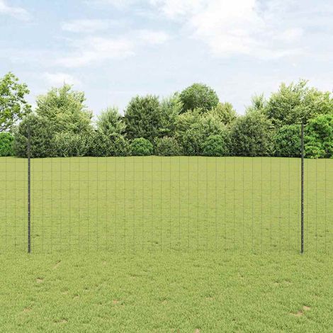 Zaun mit Pfosten Grau 1,4 x 10 m Stahl und PVC