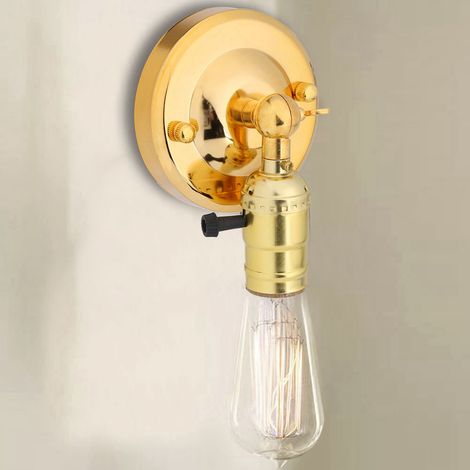 Vintage-Wandleuchte mit E27-Fassung und Schalter für den Wohnbereich und als Dekoration, 220 V, Gold (1/4)