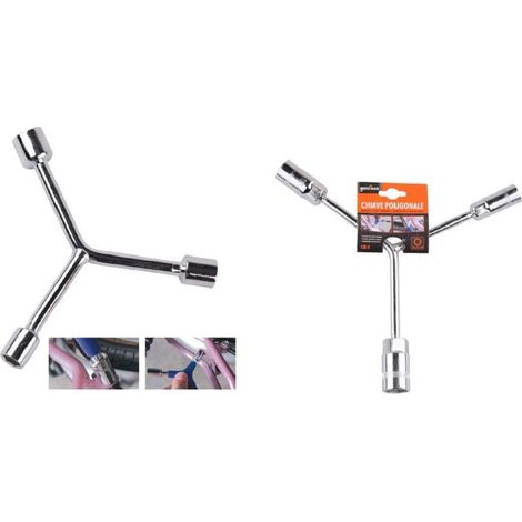 Trade Shop - GROSSER Y-FÖRMIGER POLYGON-SCHLÜSSEL SECHSKANT-STECKSCHLÜSSEL 14-17-19 MM FAHRRAD-HARDWARE 91600 - (1/2)