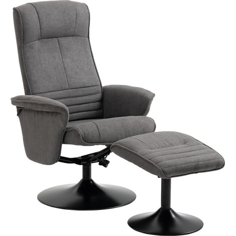 Relaxsessel mit Fußhocker, verstellbare Rückenlehne, 69 cm x 71 cm x 104 cm, Dunkelgrau + Schwarz (1/5)