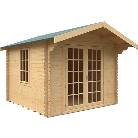 10x10 The Lotherton 28mm Cabin - L295 x W295 x H261.6 cm - Solid Wood/Softwood/Pine - Natural
