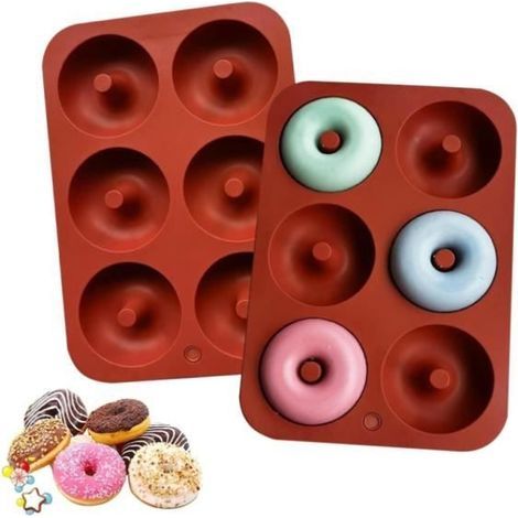 Silikon-Donutform – 6 Mulden – Antihaftbeschichtung – Temperaturbeständig – Ziegelrot (1/4)
