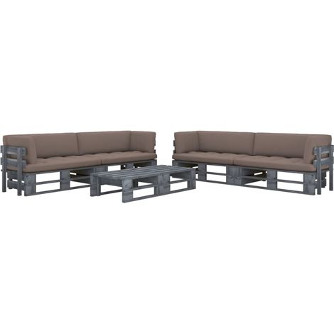 6-tlg. Paletten-Lounge-Set Grau Imprägniertes Kiefernholz (1/5)