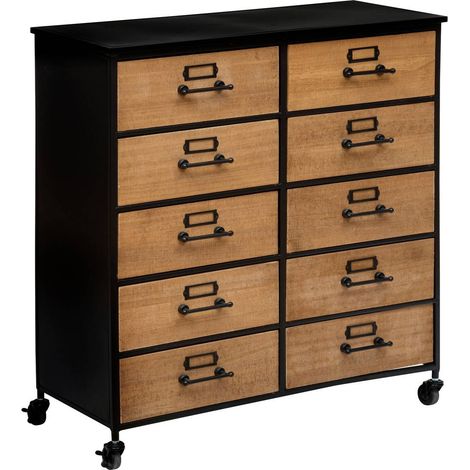 Cassettiera doppia in metallo e legno baris con 10 cassetti - Atmosphera créateur d'intérieur (1/4)