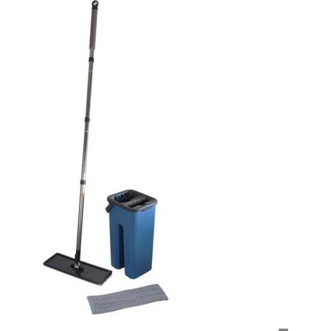 Set balai mop et seau plastique bleu (1/2)
