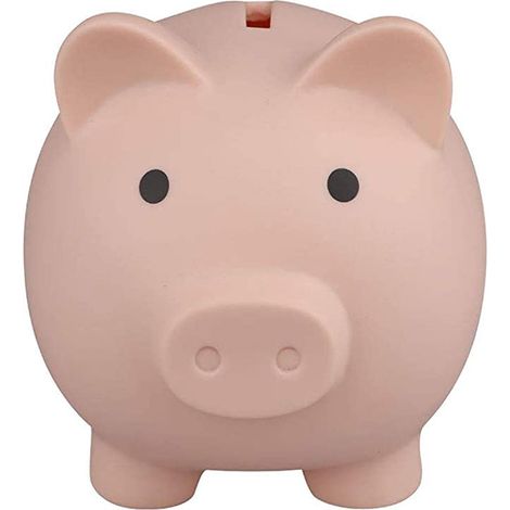 Tirelire cochon en plastique 9 x 9 x 9 cm, légère et résistante, pour pièces d’épargne, disponible en bleu, rose ou blanc rose