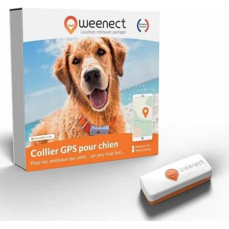 Weenect XS GPS-Tracker für Hunde in Schwarz und Weiß, leicht