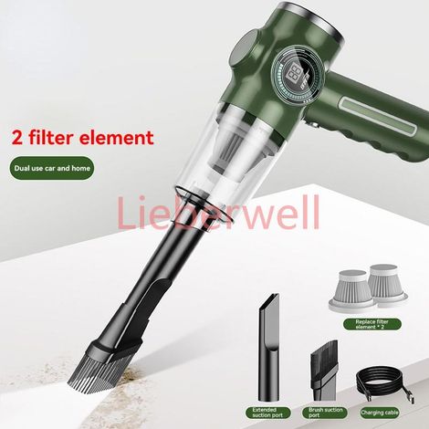 Aspirateur sans fil à main de voiture, aspirateurs humides et secs multifonctionnels haute puissance, nettoyage de la dépoussiérage,Green 2 Filter