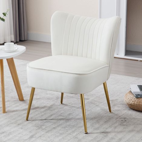 Wahson Fauteuil Relax en Velours, Fauteuil Confortable Fauteuil Scandinave avec Siège Épais Fauteuils Rembourrée pour Salon et Chambre, Beige