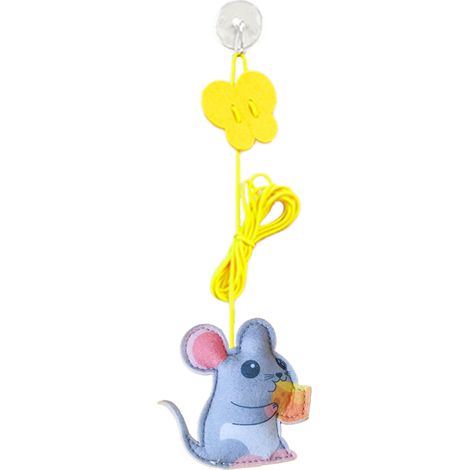 Jouet Teaser de porte pour chat, corde élastique rétractable et réglable, porte Interactive pour chaton, souris en feutre de 6,6 pieds (1/5)