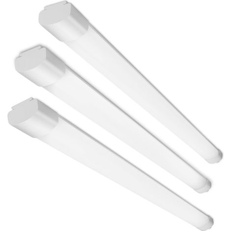 Lot de 3 Neon LED 90 cm, 30W, 3300lm, Blanc Neutre 4000K, IP65 Étanche, Plafonnier LED Rectangulaire pour Garage, Atelier, Cave, Magasin, Couloir (1/5)