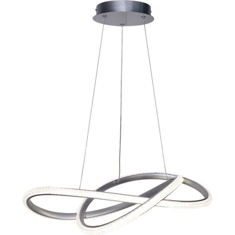Suspension LED en boucle Almera Italux 32W CCT argentée 60 cm (1/2)