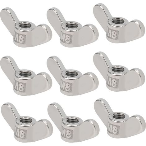 Lot de 10 Écrous Papillons M8 en Inox 304 - Fixation Boulonnerie Résistante à la Corrosion, Accessoires Quincaillerie (1/5)