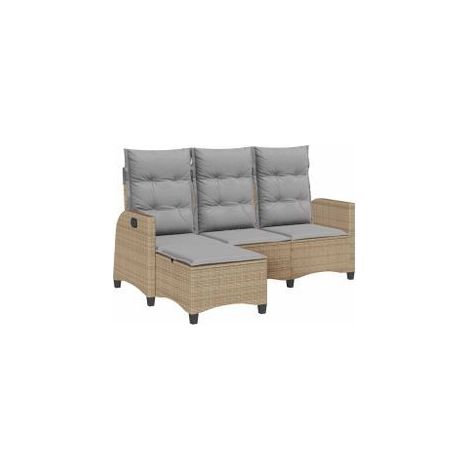 Canapé de jardin inclinable coussins forme de L beige polyrotin (1/5)