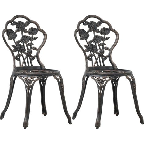 Bistro Chair  Set of 2  Bronze  Cast aluminium  Regular  Durable vidaXL