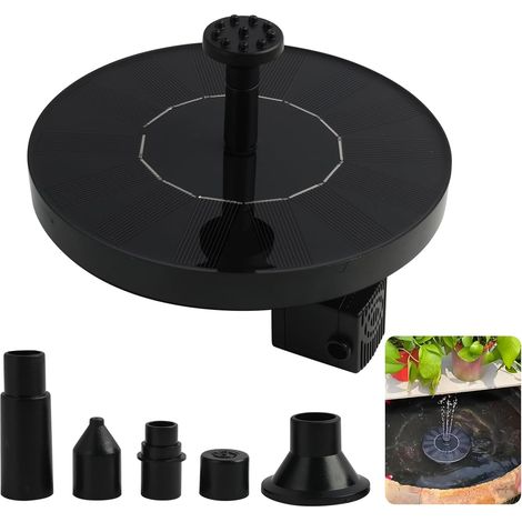1 Fontaine Solaire, Pompe 1.4W, Verre, 4 Buses, 4 Tiges, Jardin, Bassin (1/5)