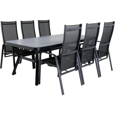 Ensemble Table de Jardin & 6 Chaises "Virya & Copacabana" 200cm Noir (1/5)