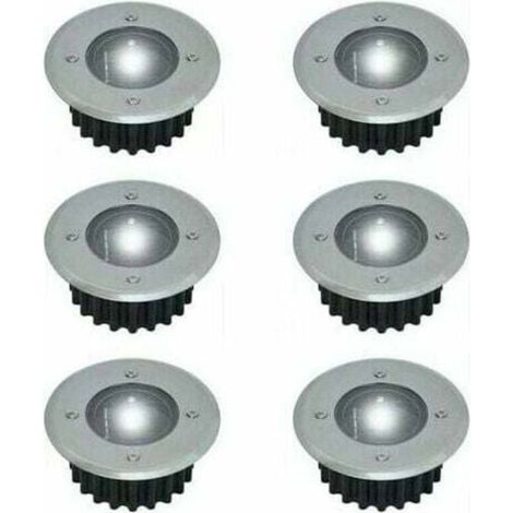 6 spots LED solaires encastrables, diamètre 85 mm, résistants au piétement, pour jardin et terrasse