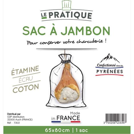 10 Bolsas de Jamón de Estampado de Algodón Natural 65 x 80 cm - La Práctica