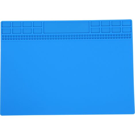 Tapis de réparation en silicone résistant à la chaleur 350x250x4mm bleu foncé pour station de soudure, outils de réparation ordinateur et téléphone