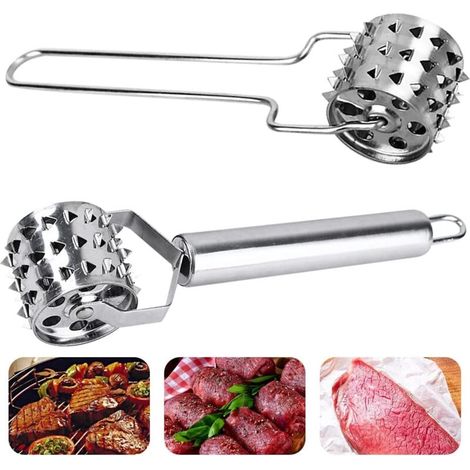 Juego de dos ablandadores de carne de acero inoxidable de doble cara para ablandar carne de res y pollo: una herramienta de cocina robusta y eficiente – Crezuo