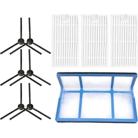 Kit de 10 pièces de rechange pour aspirateur robot ILIFE ZACO V3 V3s V5 V5s Robot Vacumms – 6 brosses latérales, 1 filtre primaire, 3 filtres (1/5)