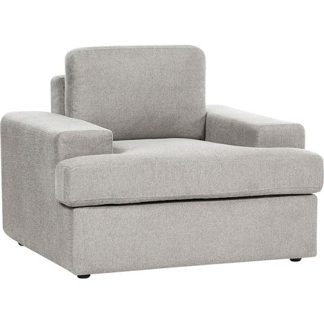 Fauteuil en Tissu Gris Clair Contreplaqué et Bois d'Eucalyptus Rembourré en Mousse Rétro Alla (1/5)