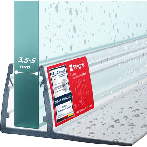 STEIGNER Duschdichtung UK01 Ersatzdichtung für Dusche Wasserabweiser, L, 40 cm, (Einzeldichtung), 3,5mm bis 5mm Glasstärke