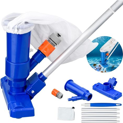Aspirateur Piscine, Aspirateur Piscine Portable avec Perche Télescopique pour Nettoyage des Piscines - Bleu (1/5)