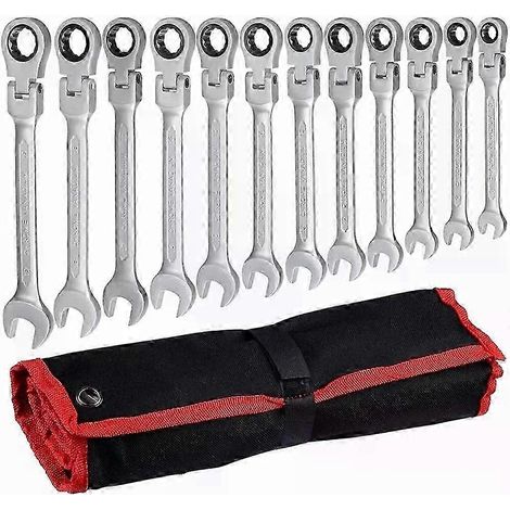 Jeu de clés mixtes à cliquet à tête flexible SAE 1/4 - 13/16, engrenage de qualité supérieure à 72 dents, organisateur chromé, outil de réparation automobile (1/5)