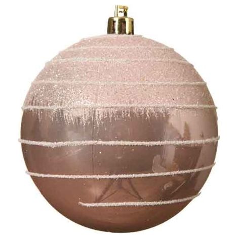 SFERA NATALIZIA SMALTATA ROSA CIPRIA H8CM GLITTER